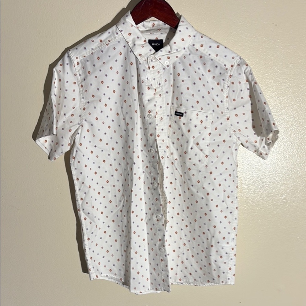 RVCA White Patterned Men's Shirt